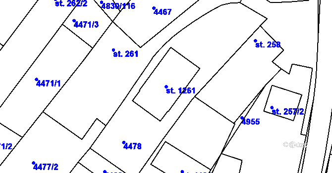 Parcela st. 1261 v KÚ Boršice u Buchlovic, Katastrální mapa
