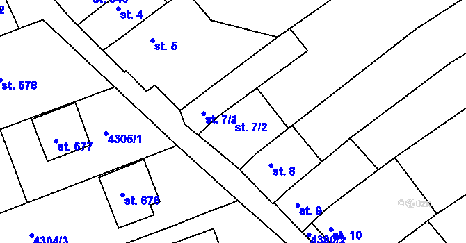 Parcela st. 7/2 v KÚ Boršice u Buchlovic, Katastrální mapa