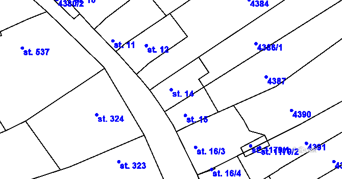 Parcela st. 14 v KÚ Boršice u Buchlovic, Katastrální mapa