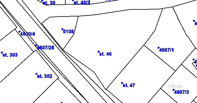 Parcela st. 46 v KÚ Boršice u Buchlovic, Katastrální mapa