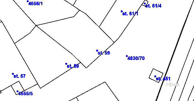 Parcela st. 59 v KÚ Boršice u Buchlovic, Katastrální mapa