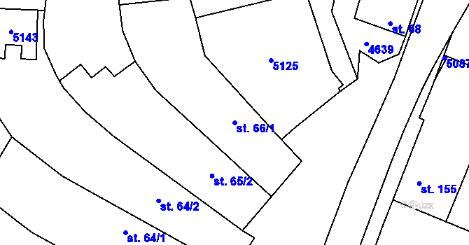 Parcela st. 66/1 v KÚ Boršice u Buchlovic, Katastrální mapa