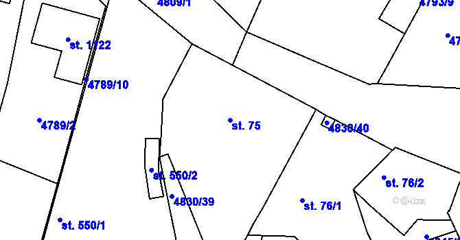 Parcela st. 75 v KÚ Boršice u Buchlovic, Katastrální mapa