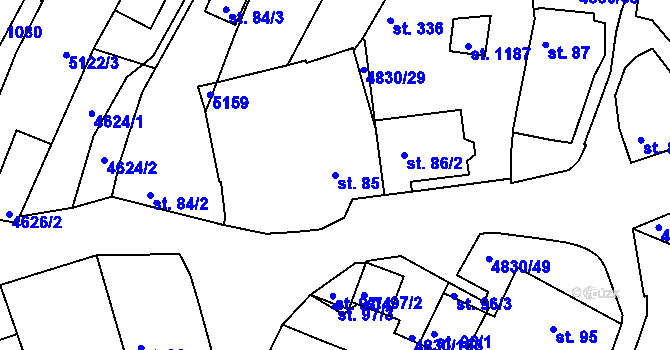 Parcela st. 85 v KÚ Boršice u Buchlovic, Katastrální mapa