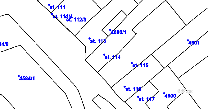 Parcela st. 114 v KÚ Boršice u Buchlovic, Katastrální mapa