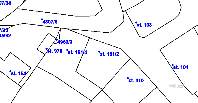 Parcela st. 151/2 v KÚ Boršice u Buchlovic, Katastrální mapa