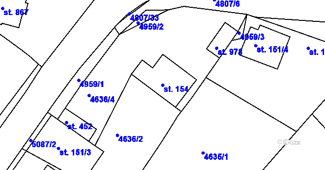 Parcela st. 154 v KÚ Boršice u Buchlovic, Katastrální mapa