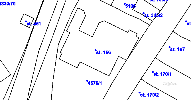 Parcela st. 166 v KÚ Boršice u Buchlovic, Katastrální mapa