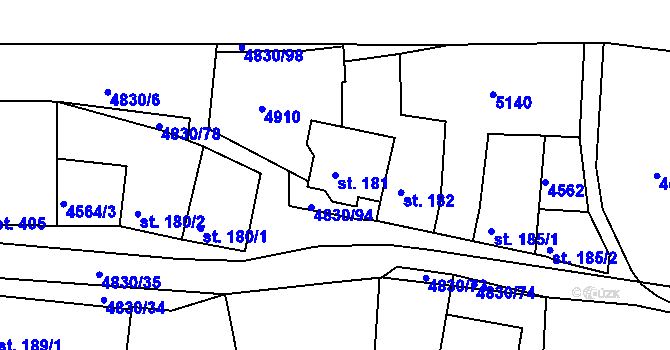 Parcela st. 181 v KÚ Boršice u Buchlovic, Katastrální mapa