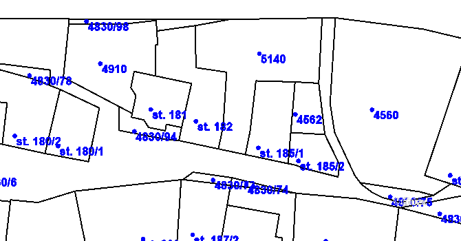 Parcela st. 183 v KÚ Boršice u Buchlovic, Katastrální mapa