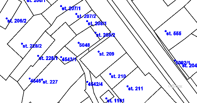 Parcela st. 209 v KÚ Boršice u Buchlovic, Katastrální mapa