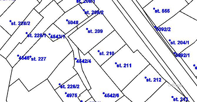 Parcela st. 210 v KÚ Boršice u Buchlovic, Katastrální mapa
