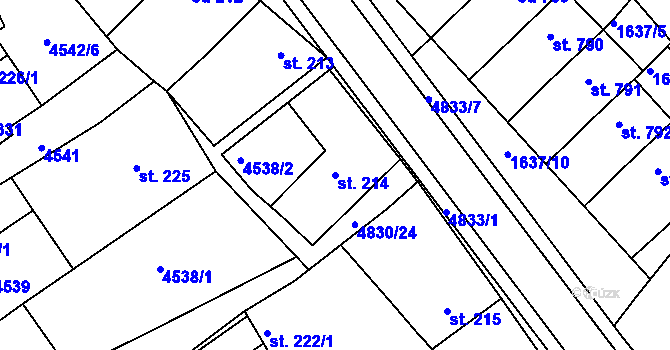 Parcela st. 214 v KÚ Boršice u Buchlovic, Katastrální mapa