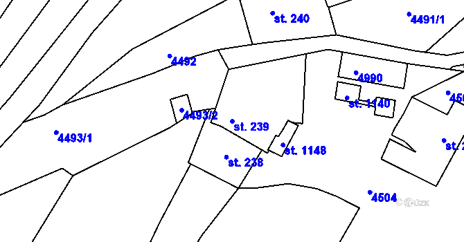 Parcela st. 239 v KÚ Boršice u Buchlovic, Katastrální mapa