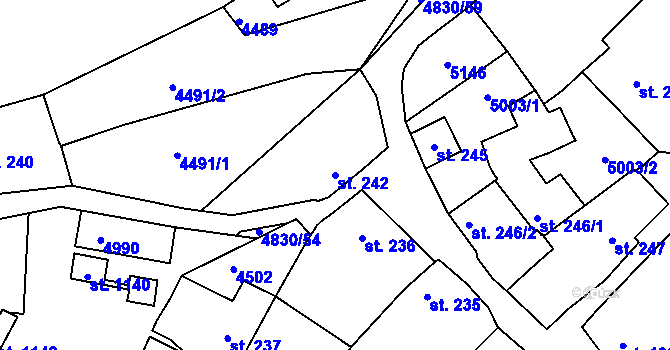 Parcela st. 242 v KÚ Boršice u Buchlovic, Katastrální mapa