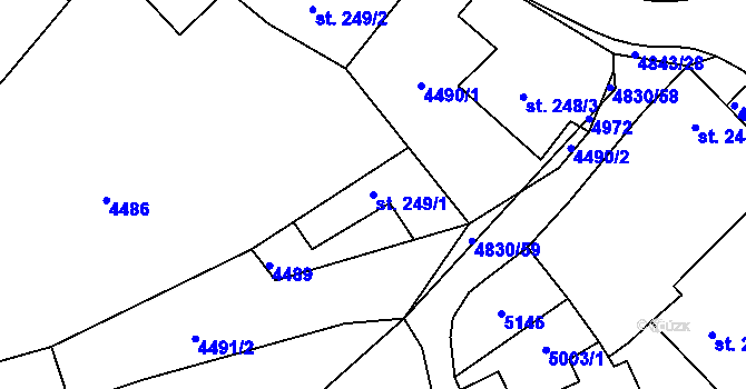 Parcela st. 249/1 v KÚ Boršice u Buchlovic, Katastrální mapa