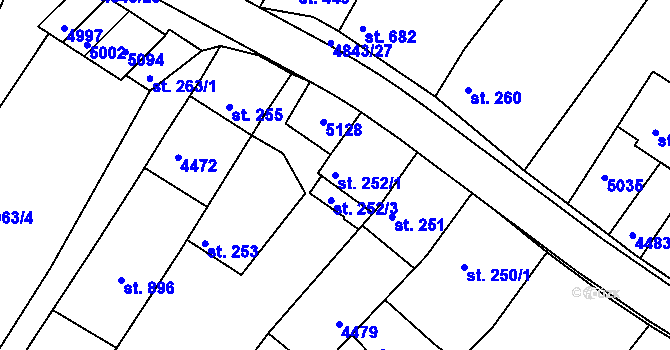 Parcela st. 252/1 v KÚ Boršice u Buchlovic, Katastrální mapa