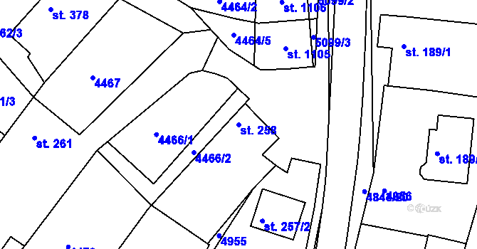 Parcela st. 258 v KÚ Boršice u Buchlovic, Katastrální mapa