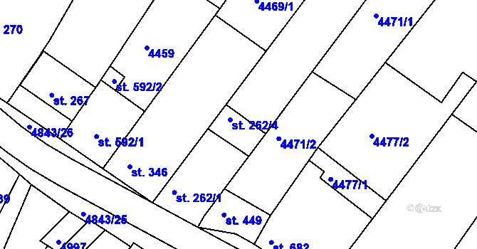 Parcela st. 262/2 v KÚ Boršice u Buchlovic, Katastrální mapa