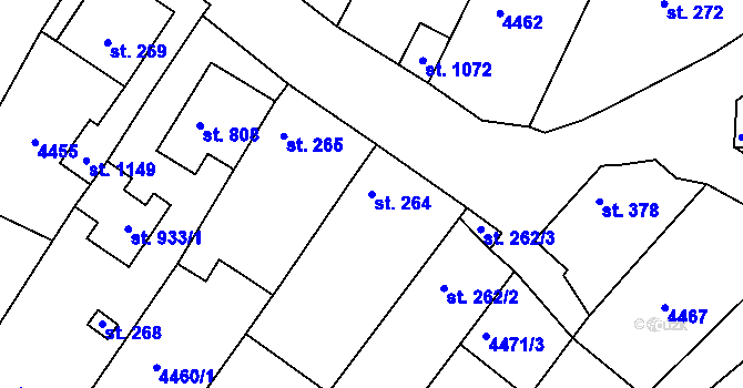 Parcela st. 264 v KÚ Boršice u Buchlovic, Katastrální mapa