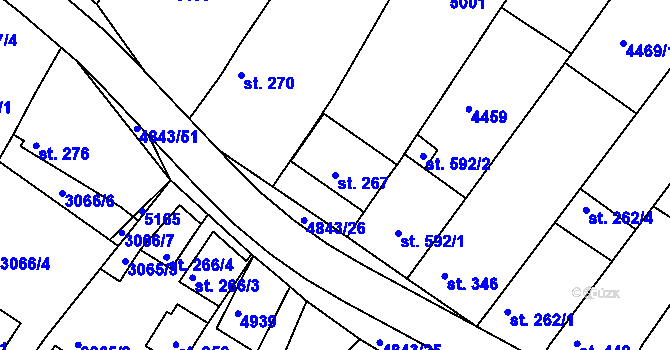 Parcela st. 267 v KÚ Boršice u Buchlovic, Katastrální mapa