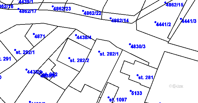 Parcela st. 282/1 v KÚ Boršice u Buchlovic, Katastrální mapa