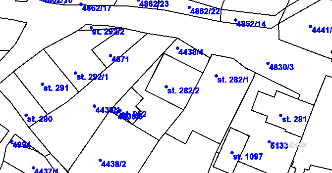 Parcela st. 282/2 v KÚ Boršice u Buchlovic, Katastrální mapa
