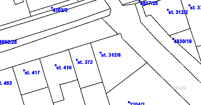 Parcela st. 312/6 v KÚ Boršice u Buchlovic, Katastrální mapa