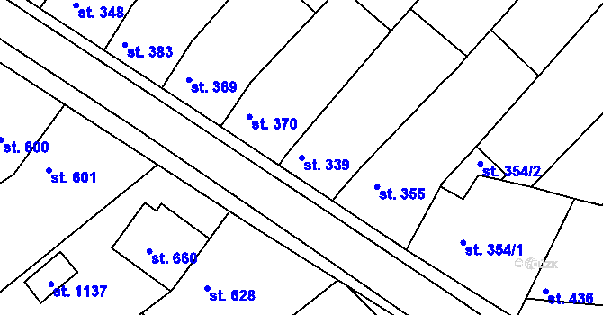 Parcela st. 339 v KÚ Boršice u Buchlovic, Katastrální mapa