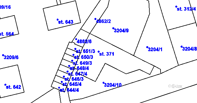 Parcela st. 371 v KÚ Boršice u Buchlovic, Katastrální mapa