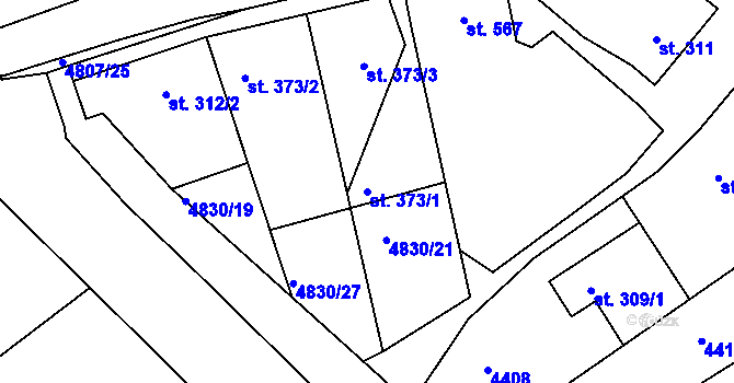 Parcela st. 373/1 v KÚ Boršice u Buchlovic, Katastrální mapa