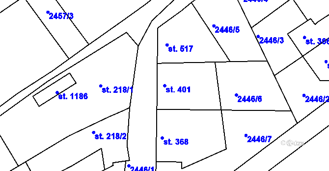 Parcela st. 401 v KÚ Boršice u Buchlovic, Katastrální mapa