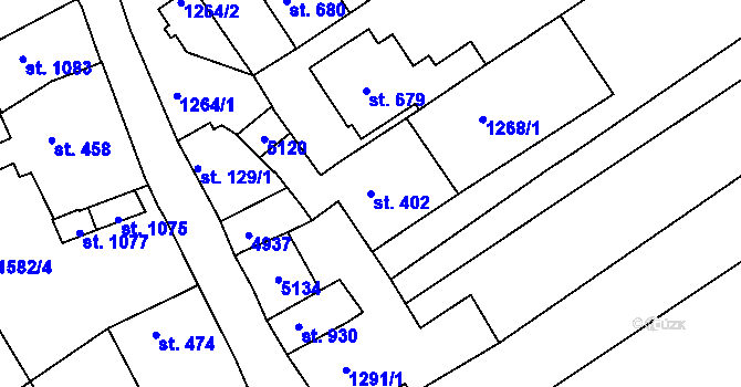 Parcela st. 402 v KÚ Boršice u Buchlovic, Katastrální mapa