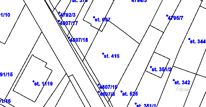 Parcela st. 415 v KÚ Boršice u Buchlovic, Katastrální mapa