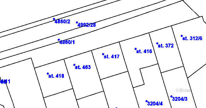 Parcela st. 417 v KÚ Boršice u Buchlovic, Katastrální mapa