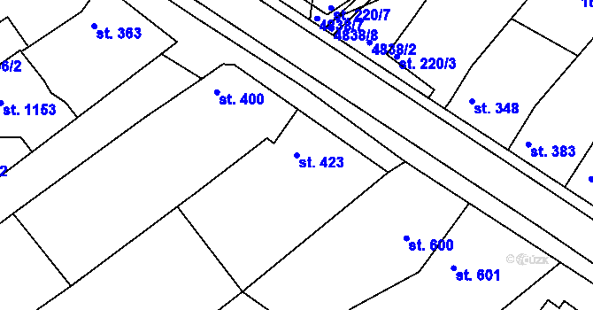 Parcela st. 423 v KÚ Boršice u Buchlovic, Katastrální mapa