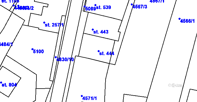 Parcela st. 444 v KÚ Boršice u Buchlovic, Katastrální mapa