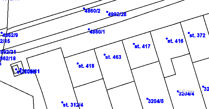 Parcela st. 463 v KÚ Boršice u Buchlovic, Katastrální mapa