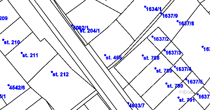 Parcela st. 465 v KÚ Boršice u Buchlovic, Katastrální mapa