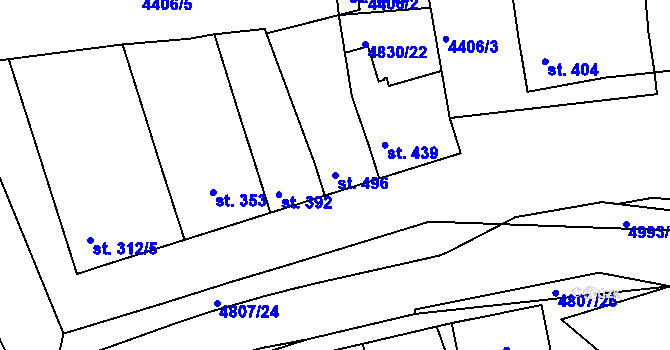 Parcela st. 496 v KÚ Boršice u Buchlovic, Katastrální mapa