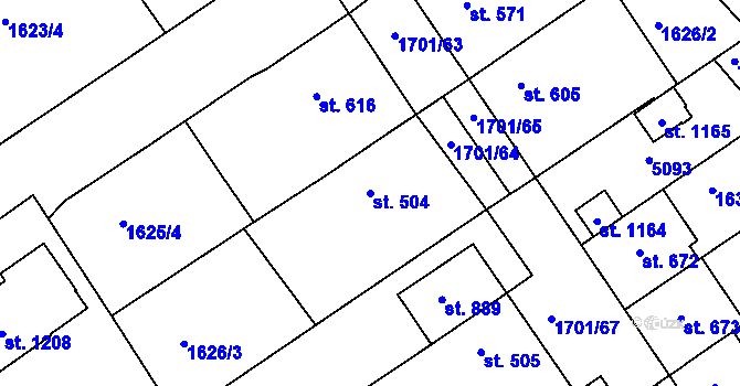 Parcela st. 504 v KÚ Boršice u Buchlovic, Katastrální mapa
