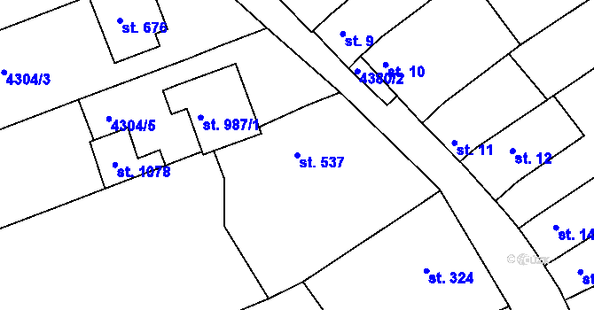 Parcela st. 537 v KÚ Boršice u Buchlovic, Katastrální mapa