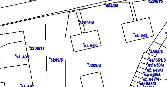 Parcela st. 564 v KÚ Boršice u Buchlovic, Katastrální mapa