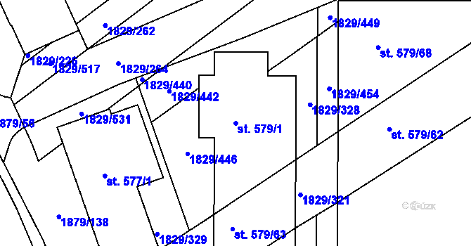 Parcela st. 579/1 v KÚ Boršice u Buchlovic, Katastrální mapa