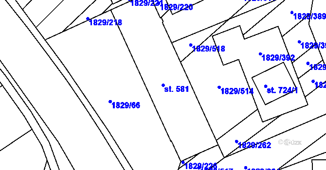 Parcela st. 581 v KÚ Boršice u Buchlovic, Katastrální mapa