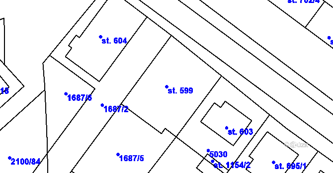 Parcela st. 599 v KÚ Boršice u Buchlovic, Katastrální mapa