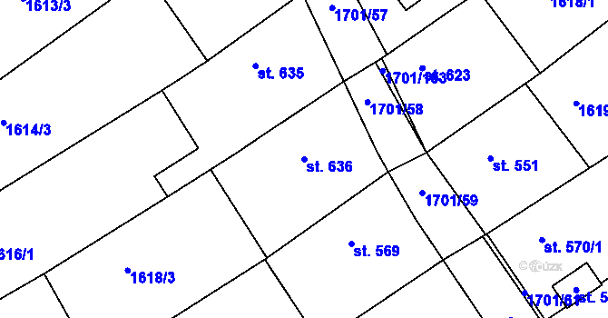 Parcela st. 636 v KÚ Boršice u Buchlovic, Katastrální mapa