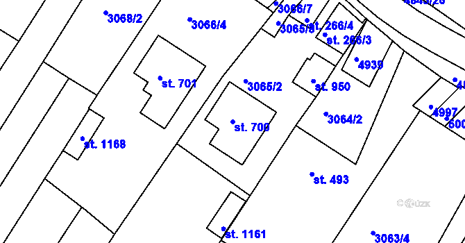 Parcela st. 700 v KÚ Boršice u Buchlovic, Katastrální mapa