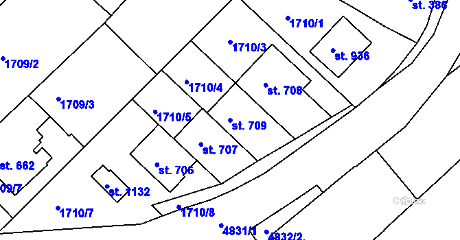 Parcela st. 709 v KÚ Boršice u Buchlovic, Katastrální mapa