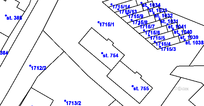 Parcela st. 754 v KÚ Boršice u Buchlovic, Katastrální mapa